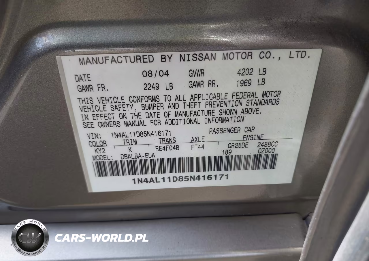 2005 Nissan Altima 2.5 S VIN:1N4AL11D85N416171 - 9