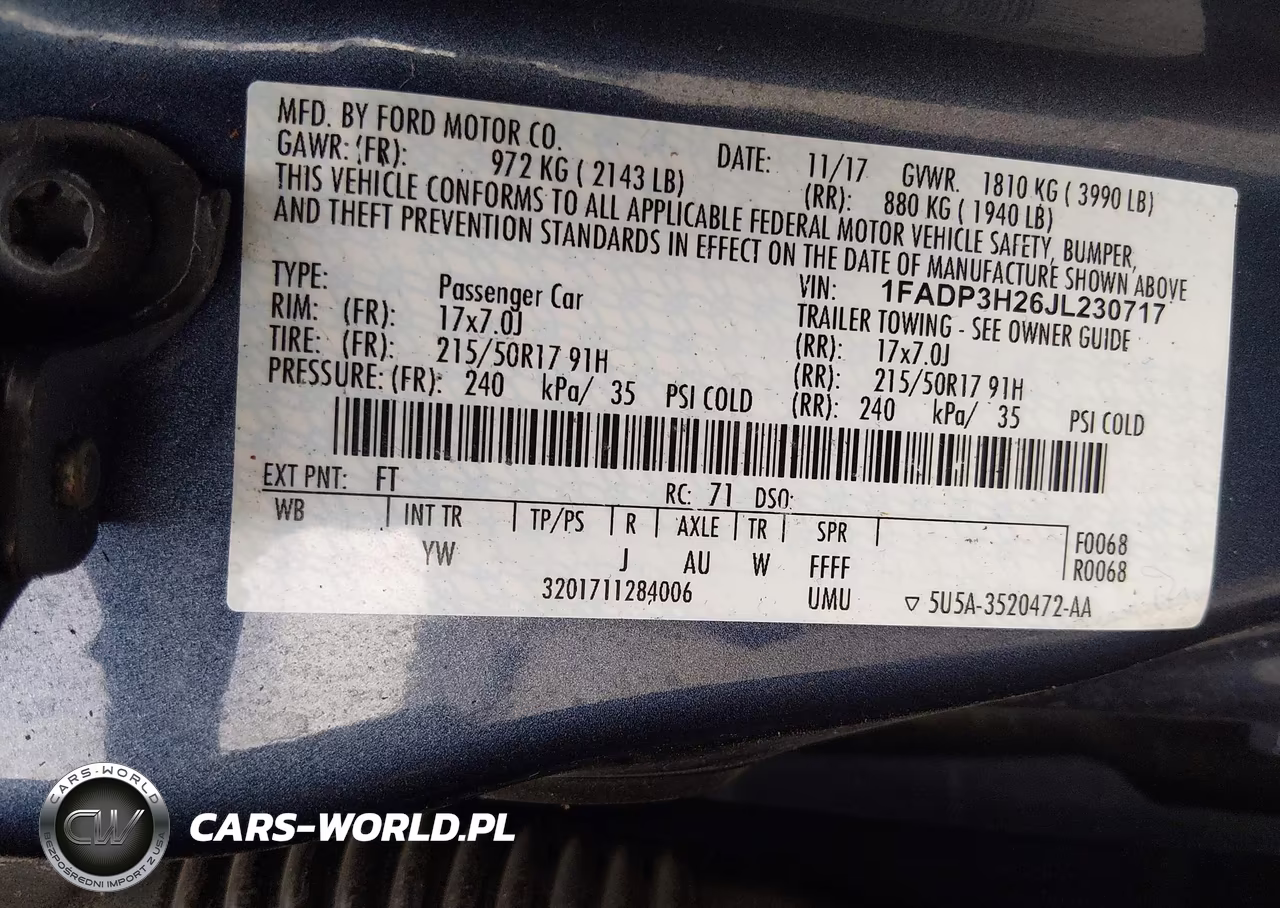 2018 Ford Focus Sel VIN:1FADP3H26JL230717 - 9