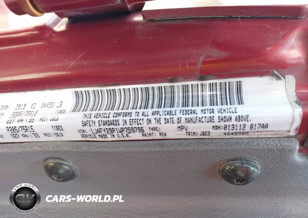 1998 Jeep Wrangler Se VIN:1J4FY29P1WP759796 - 9