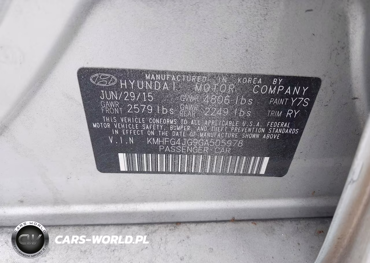 2016 Hyundai Azera VIN:KMHFG4JG9GA505978 - 9