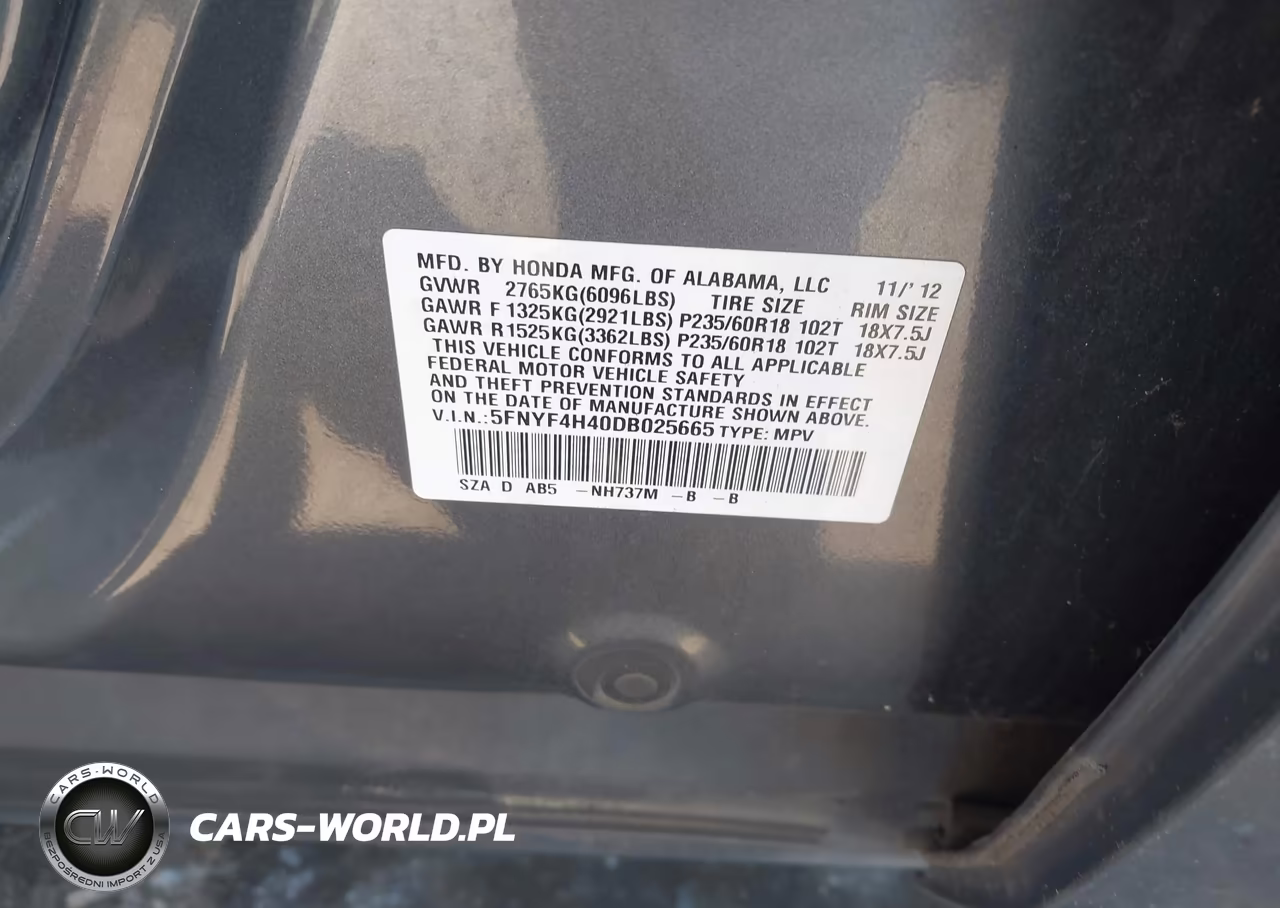 2013 Honda Pilot Ex VIN:5FNYF4H40DB025665 - 9