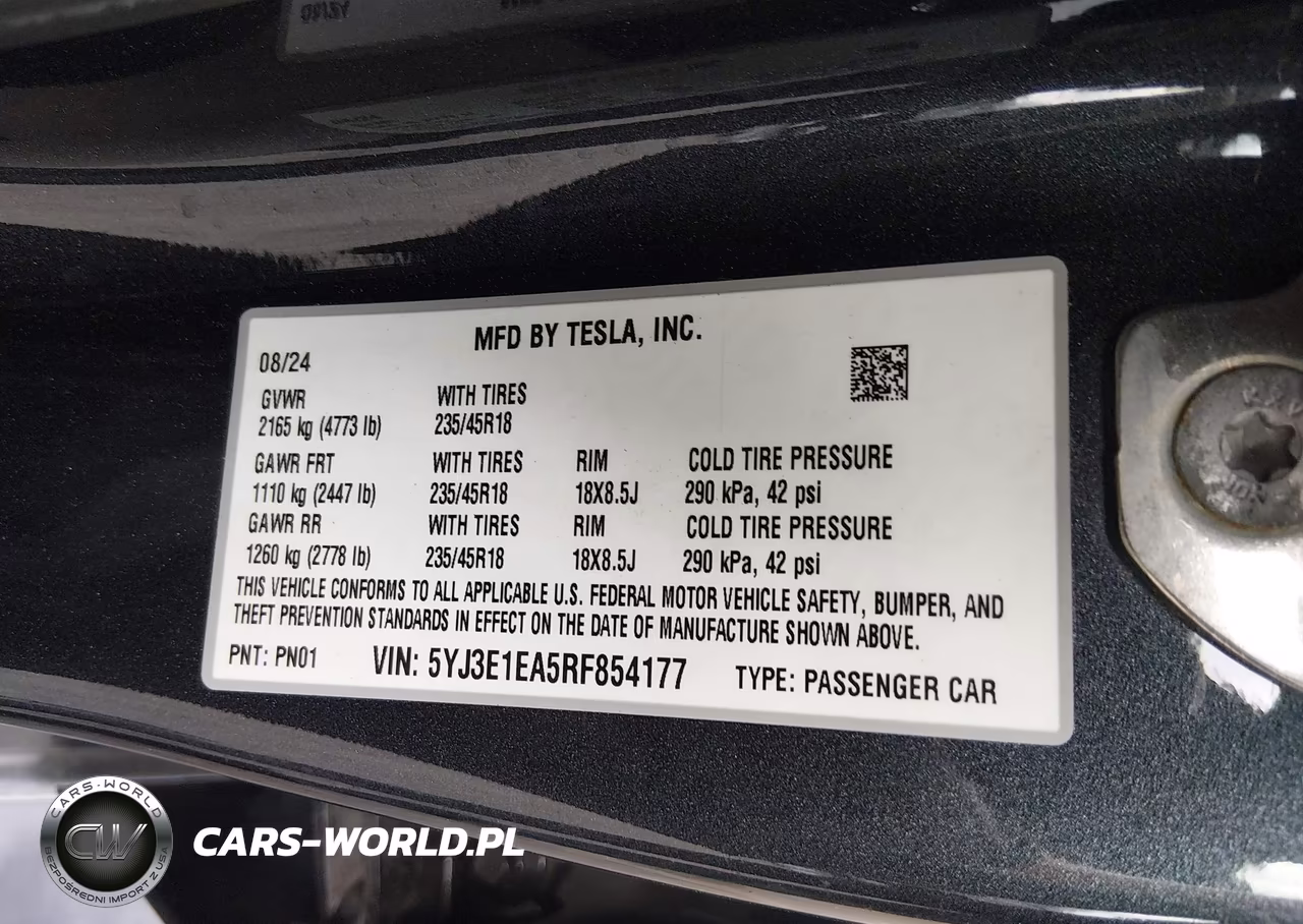 2024 Tesla Model 3 Long Range Dual Motor All-Wheel Drive-Rear-Wheel Drive VIN:5YJ3E1EA5RF854177 - 9