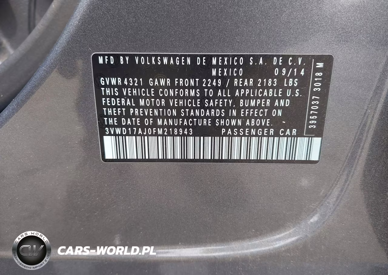 2015 Volkswagen Jetta 1.8T Se VIN:3VWD17AJ0FM218943 - 9