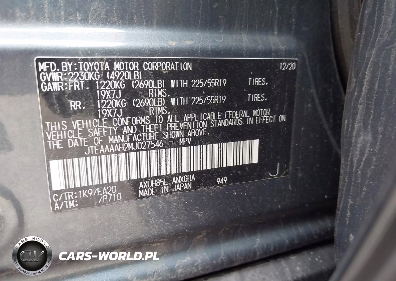 2021 Toyota Venza Xle VIN:JTEAAAAH2MJ027546 - 9