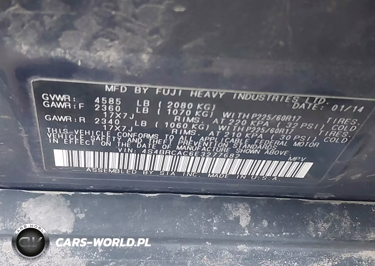 2014 Subaru Outback 2.5I VIN:4S4BRCAC6E3277682 - 9