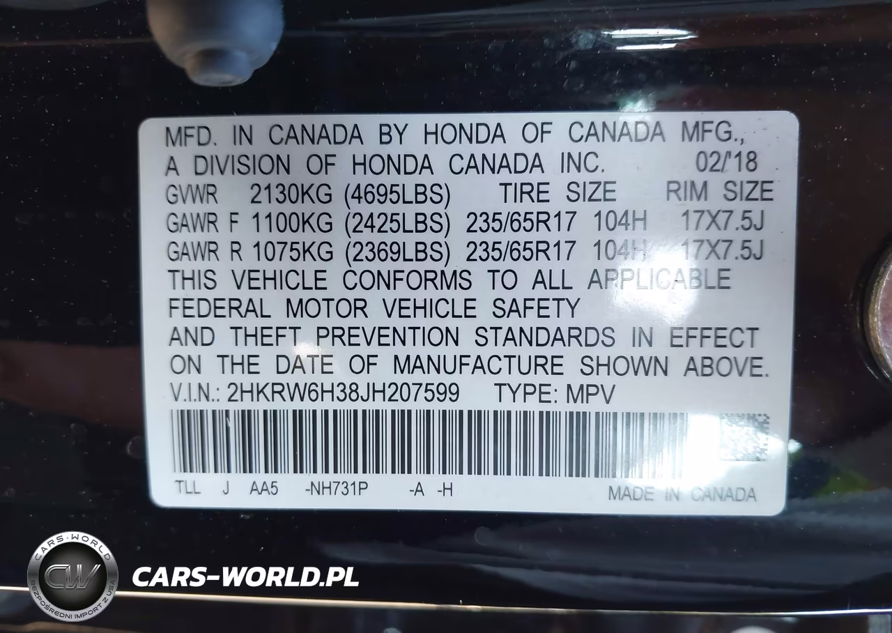2018 Honda Cr-V Lx VIN:2HKRW6H38JH207599 - 9