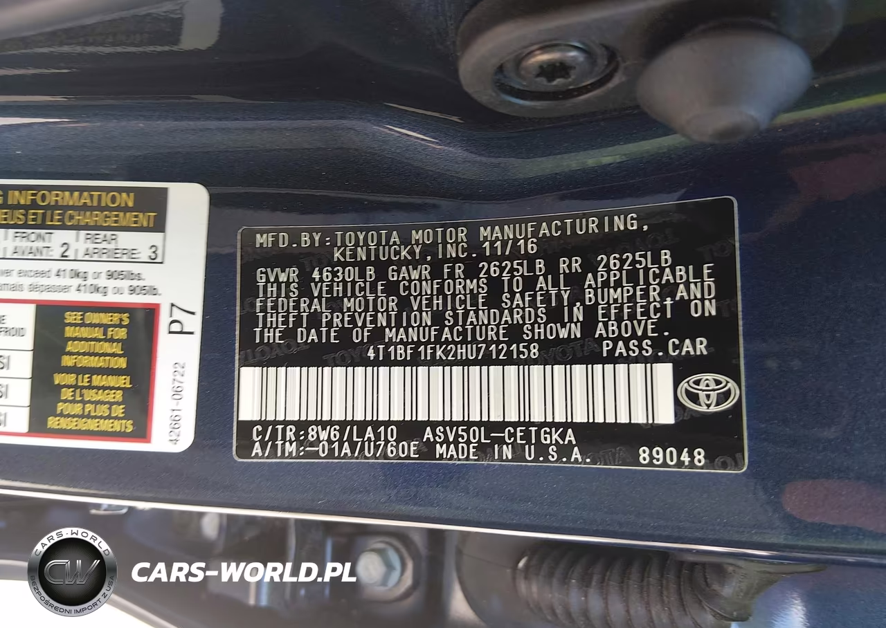 2017 Toyota Camry Xle VIN:4T1BF1FK2HU712158 - 9