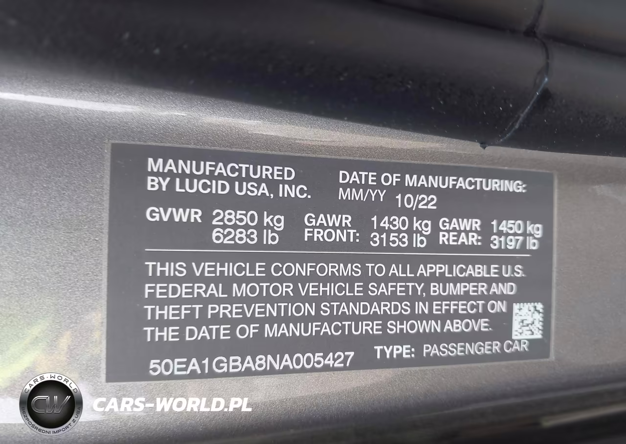 2022 Lucid Air Grand Touring VIN:50EA1GBA8NA005427 - 9