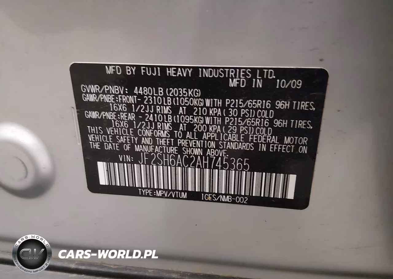 2010 Subaru Forester 2.5X VIN:JF2SH6AC2AH745365 - 9