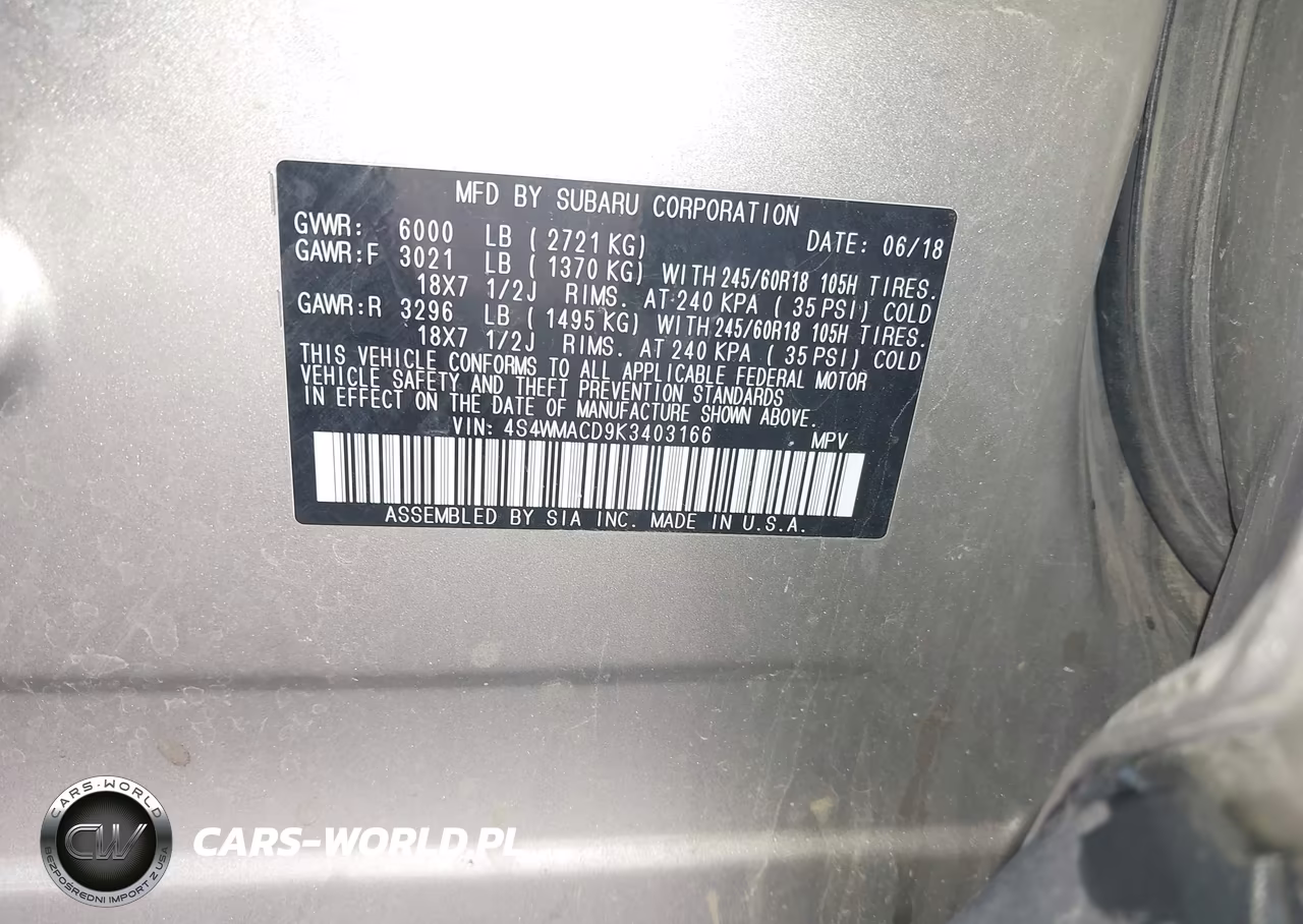 2019 Subaru Ascent Premium VIN:4S4WMACD9K3403166 - 9