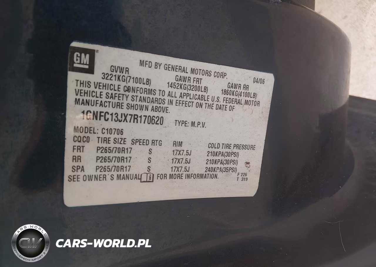 2007 Chevrolet Tahoe Ls VIN:1GNFC13JX7R170620 - 9