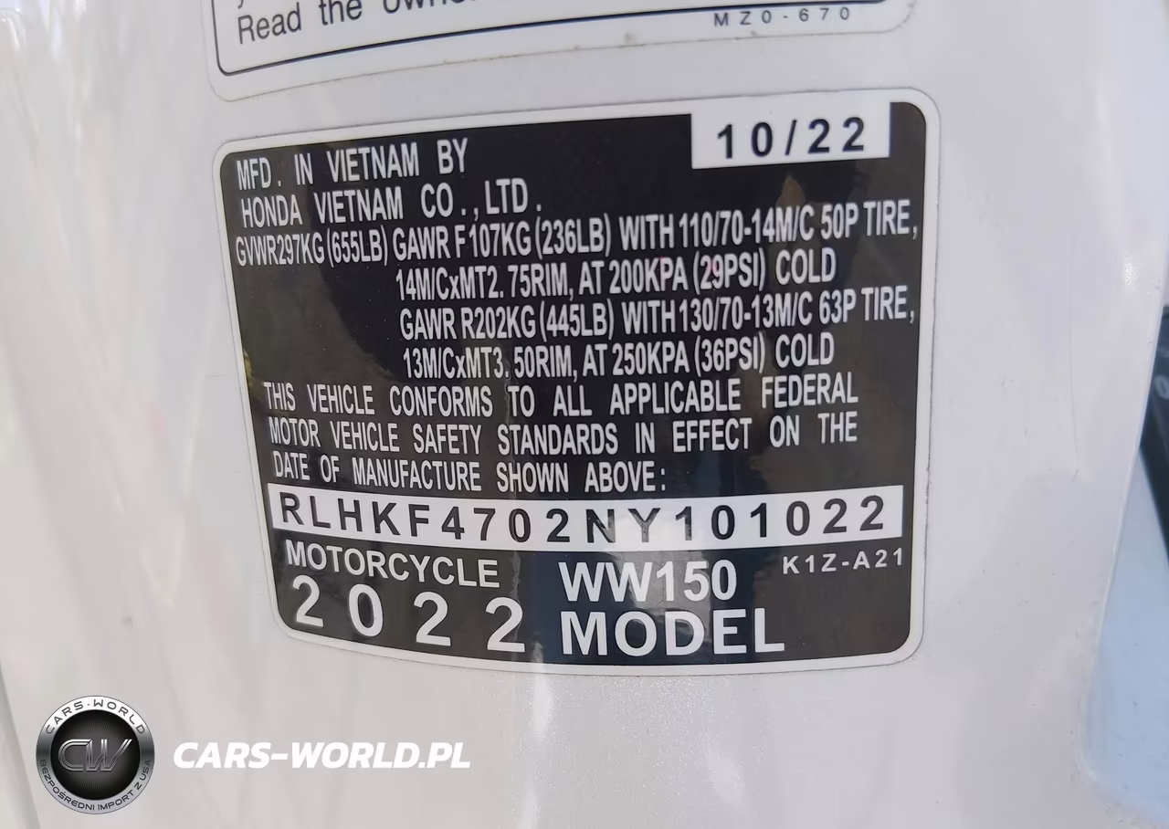 2022 Honda Ww150 VIN:RLHKF4702NY101022 - 10