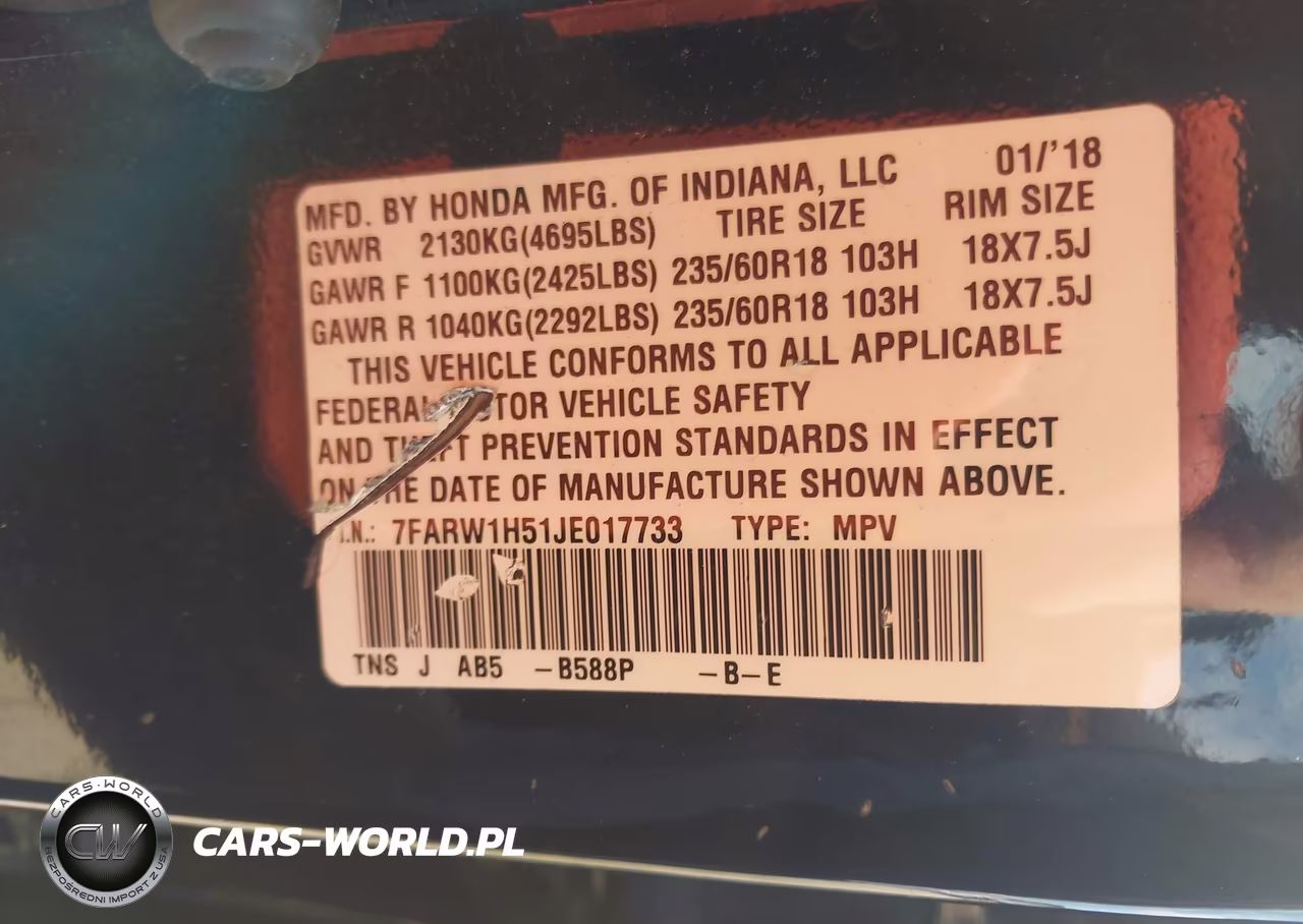 2018 Honda Cr-V Ex VIN:7FARW1H51JE017733 - 9