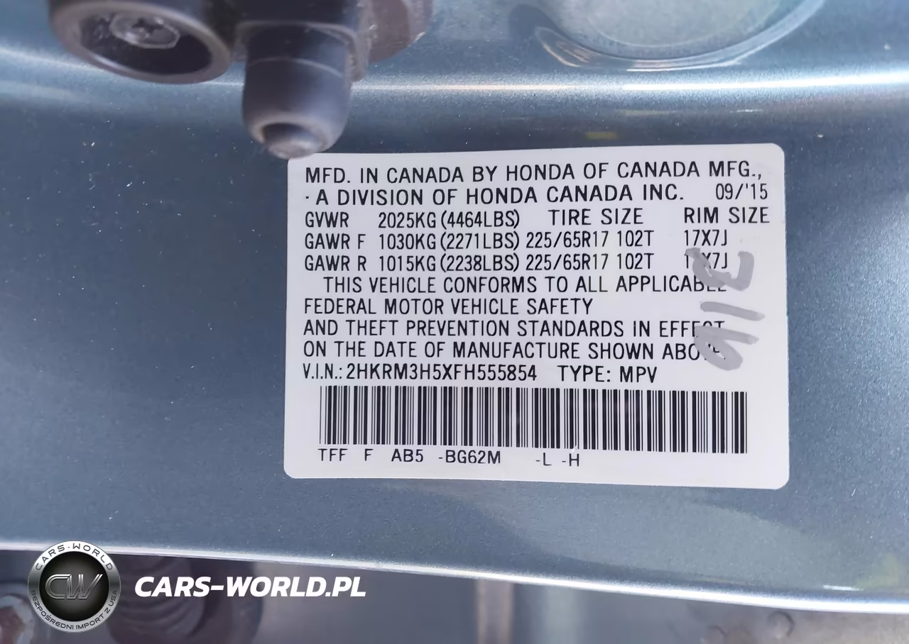 2015 Honda Cr-V Ex VIN:2HKRM3H5XFH555854 - 9
