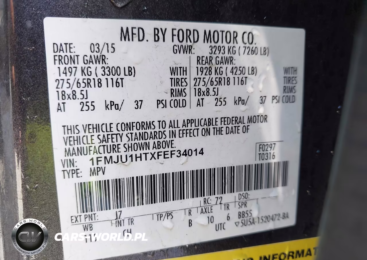 2015 Ford Expedition Xlt VIN:1FMJU1HTXFEF34014 - 9