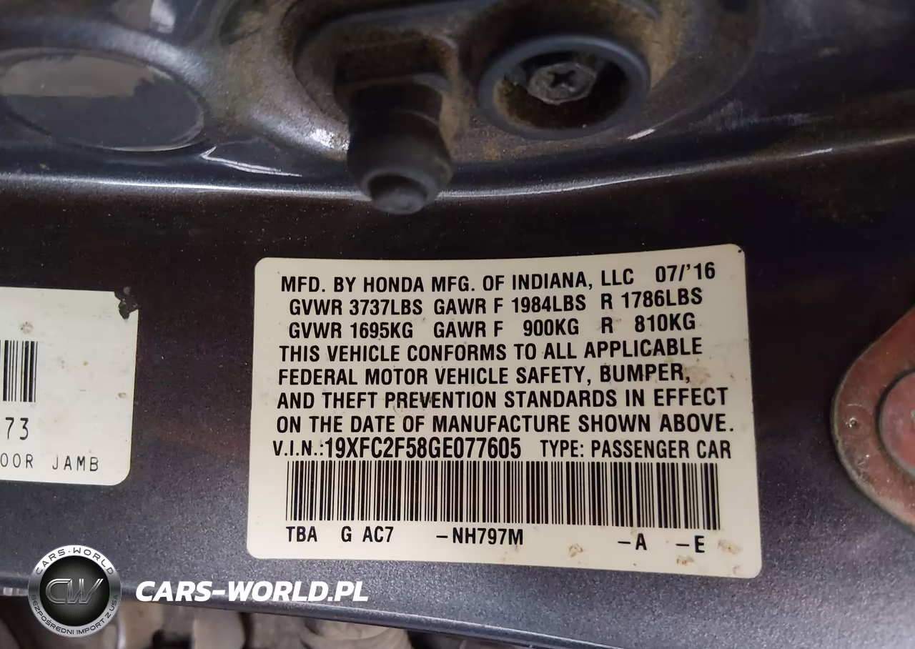 2016 Honda Civic Lx VIN:19XFC2F58GE077605 - 9