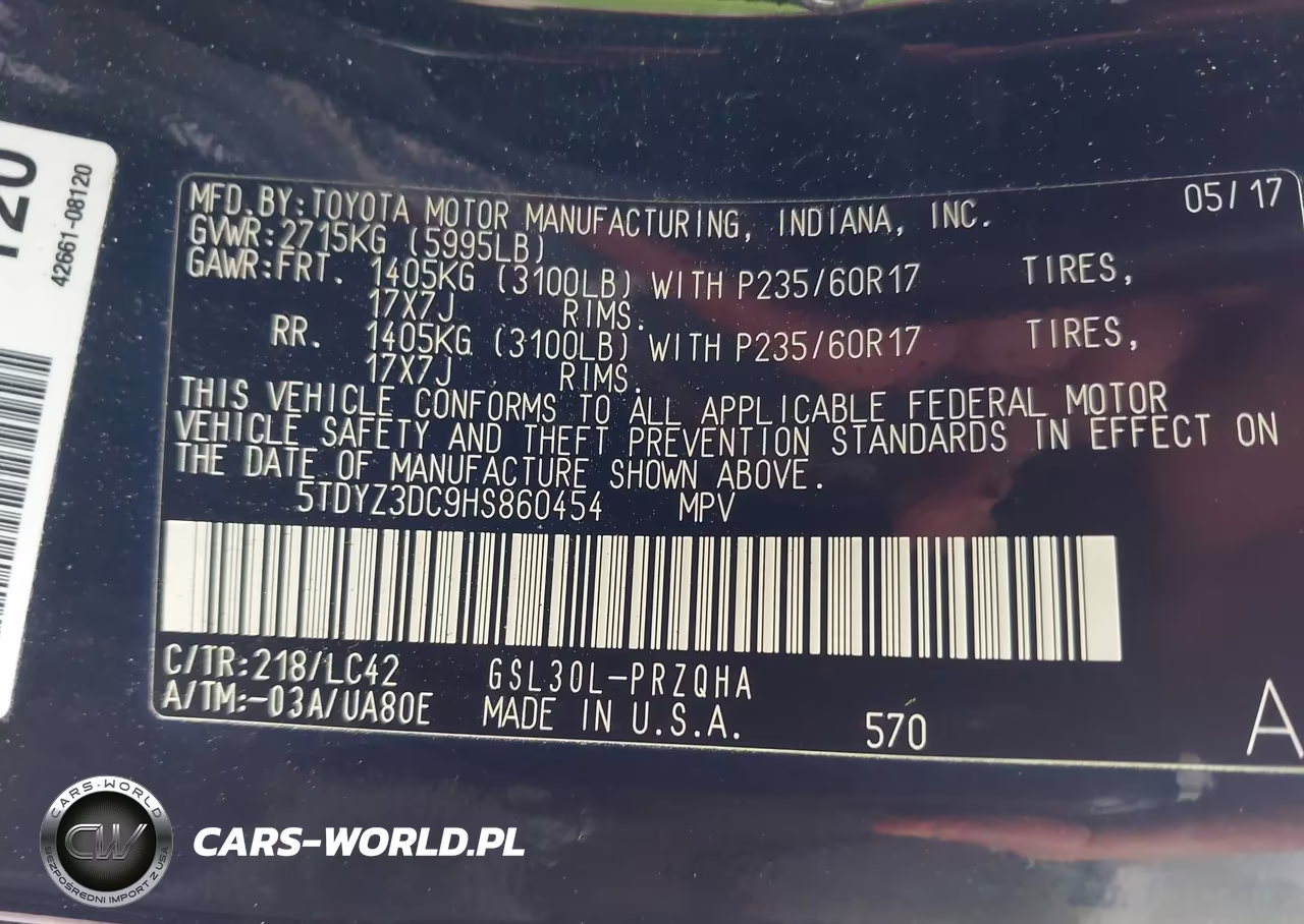 2017 Toyota Sienna Xle Premium 8 Passenger VIN:5TDYZ3DC9HS860454 - 9