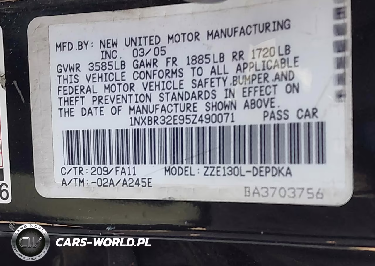 2005 Toyota Corolla Ce VIN:1NXBR32E95Z490071 - 9