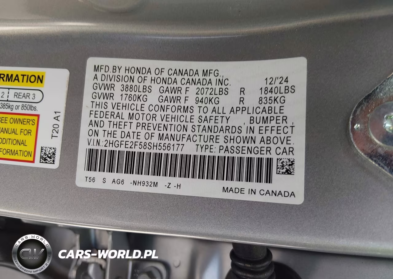 2025 Honda Civic Sport VIN:2HGFE2F58SH556177 - 9