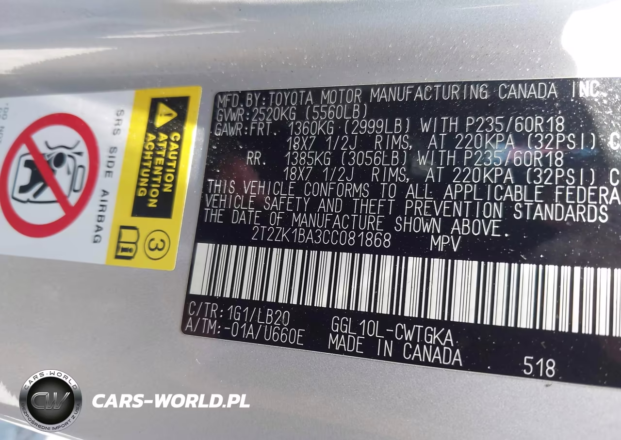2012 Lexus Rx 350 VIN:2T2ZK1BA3CC081868 - 9