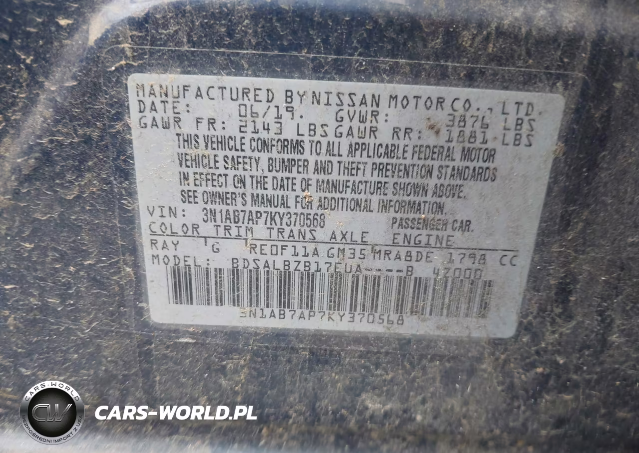 2019 Nissan Sentra S VIN:3N1AB7AP7KY370568 - 9
