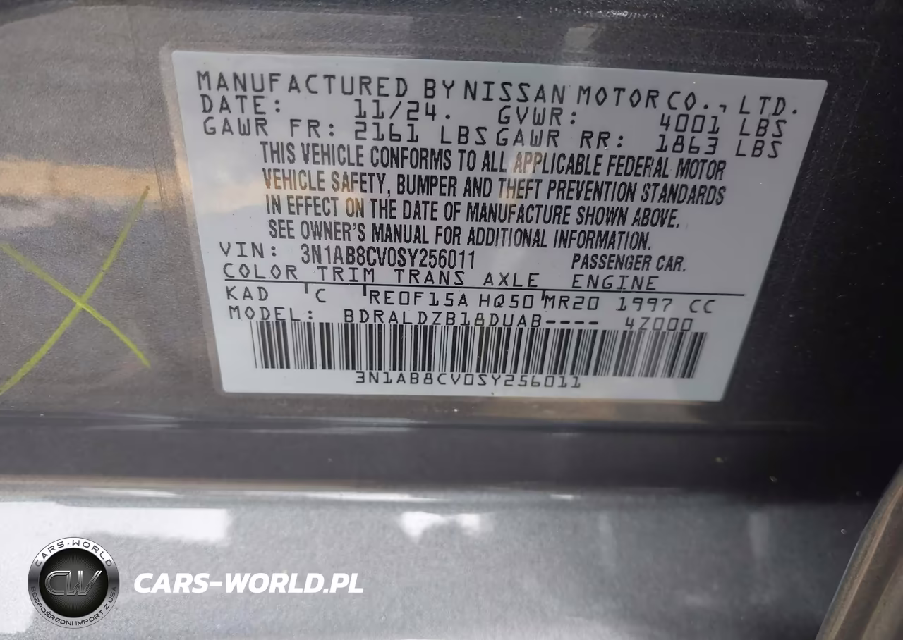 2025 Nissan Sentra Sv VIN:3N1AB8CV0SY256011 - 9