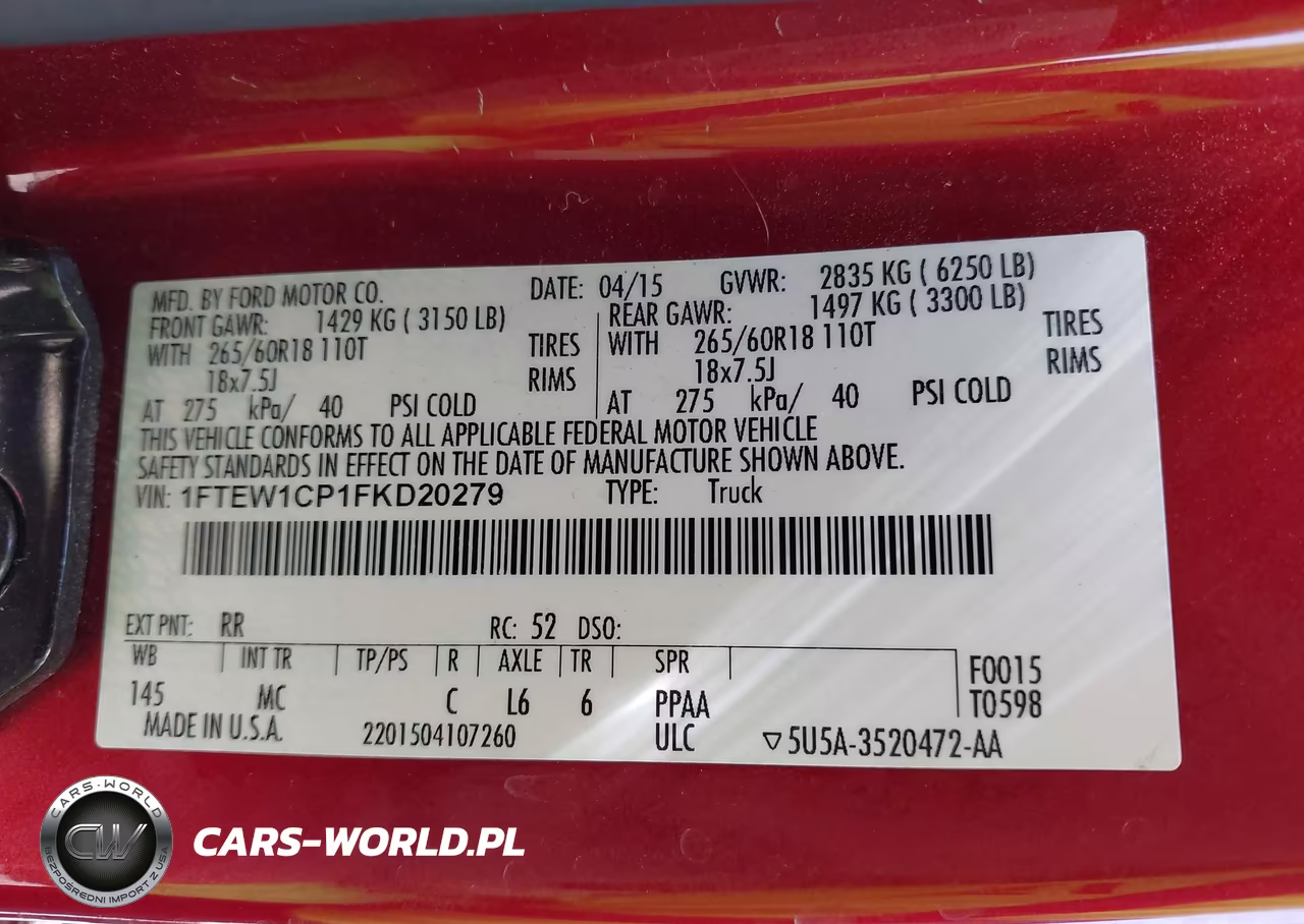 2015 Ford F-150 Xlt VIN:1FTEW1CP1FKD20279 - 9