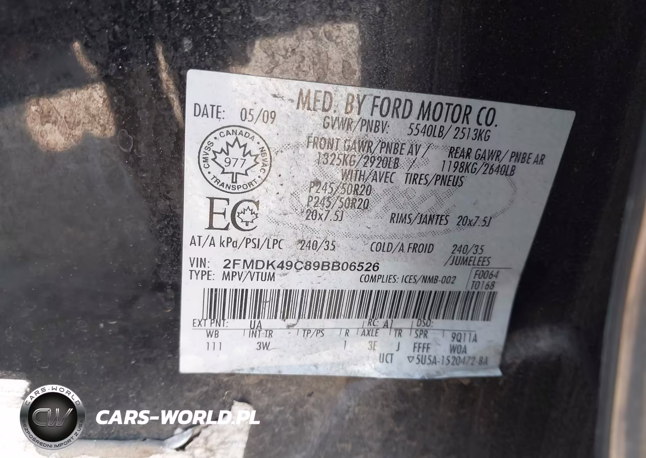 2009 Ford Edge Limited VIN:2FMDK49C89BB06526 - 9