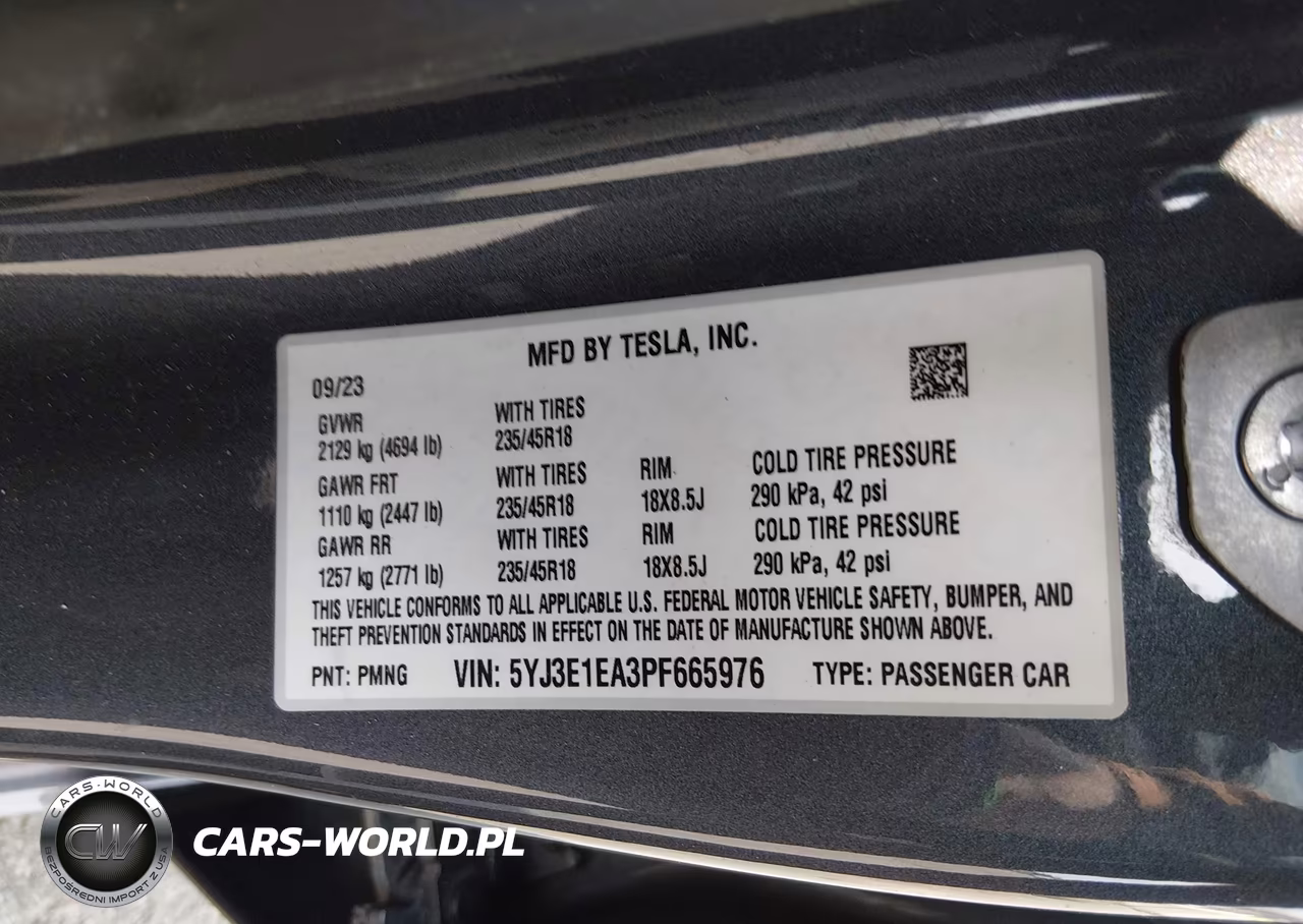 2023 Tesla Model 3 Rear-Wheel Drive VIN:5YJ3E1EA3PF665976 - 9