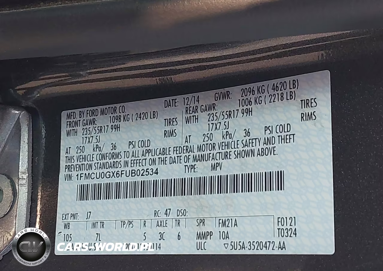 2015 Ford Escape Se VIN:1FMCU0GX6FUB02534 - 9