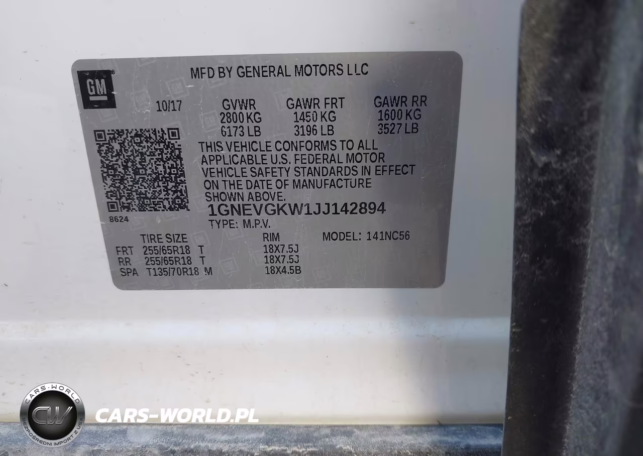 2018 Chevrolet Traverse Lt Cloth VIN:1GNEVGKW1JJ142894 - 9