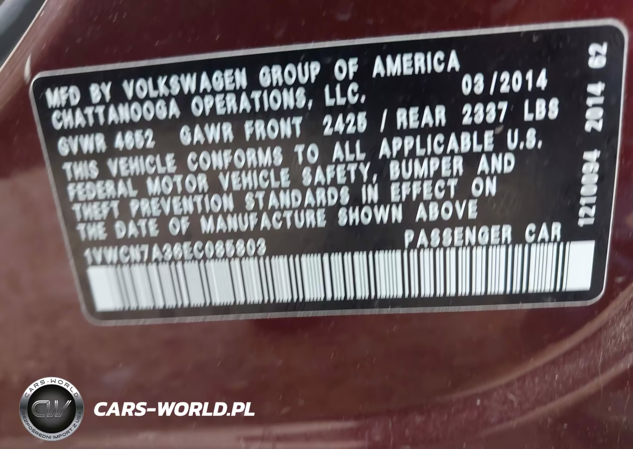 2014 Volkswagen Passat 2.0L Tdi Sel Premium VIN:1VWCN7A36EC085803 - 9