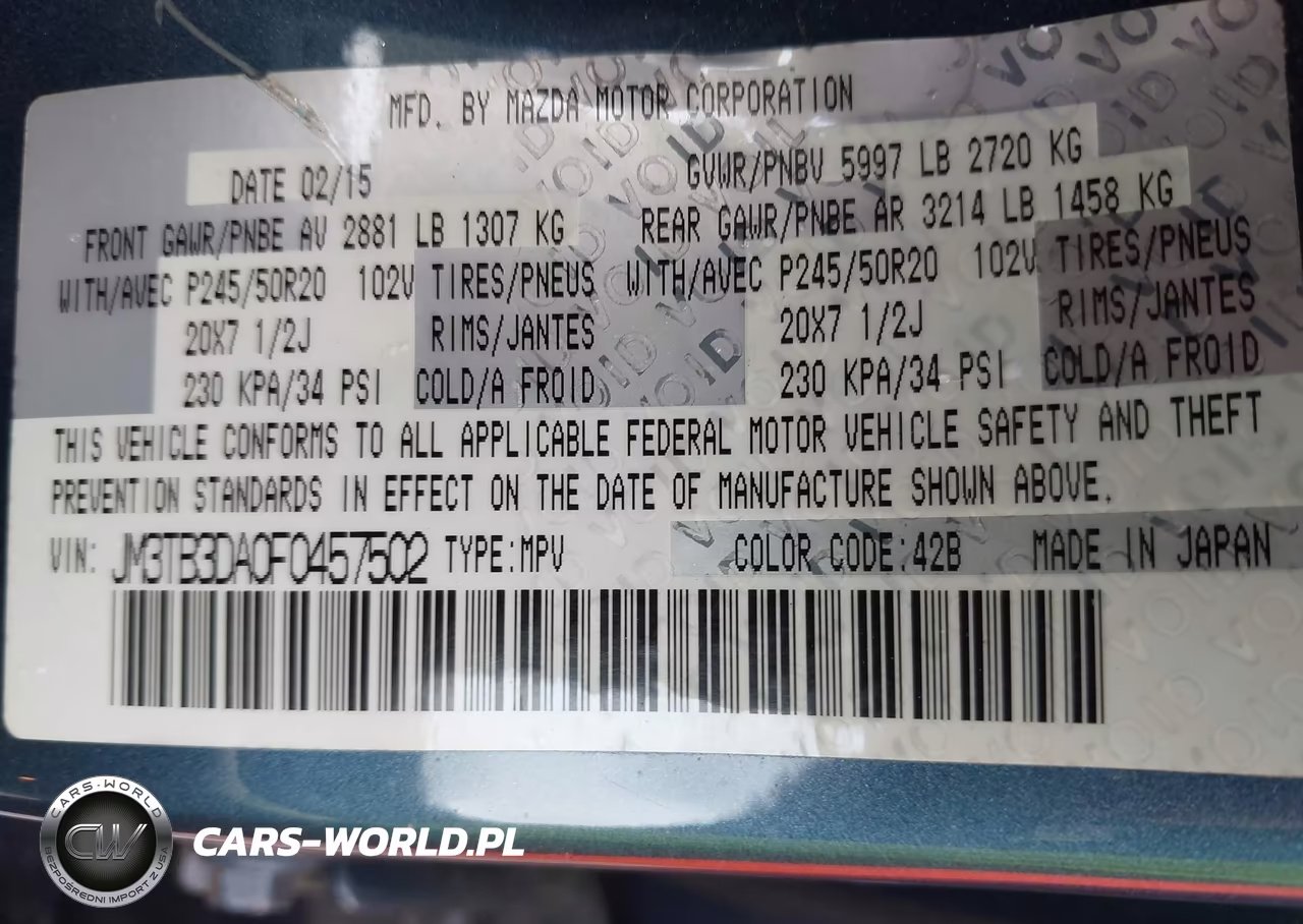 2015 Mazda Cx-9 Grand Touring VIN:JM3TB3DA0F0457502 - 9