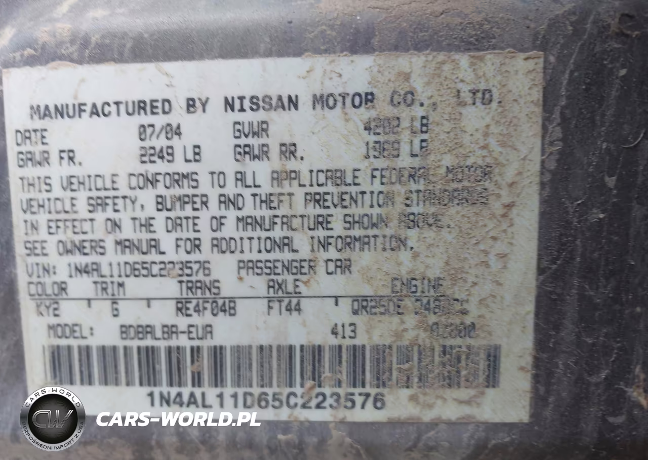 2005 Nissan Altima 2.5 S VIN:1N4AL11D65C223576 - 9