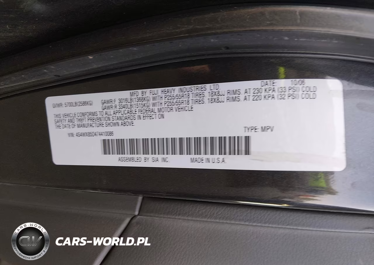 2007 Subaru B9 Tribeca Limited 7-Passenger VIN:4S4WX85D474410086 - 9