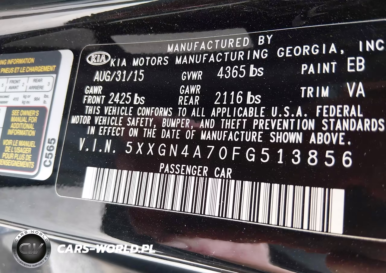 2015 Kia Optima Ex VIN:5XXGN4A70FG513856 - 9