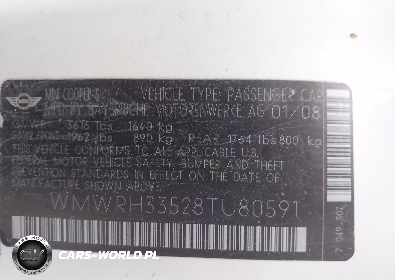 2008 Mini Cooper S VIN:WMWRH33528TU80591 - 9