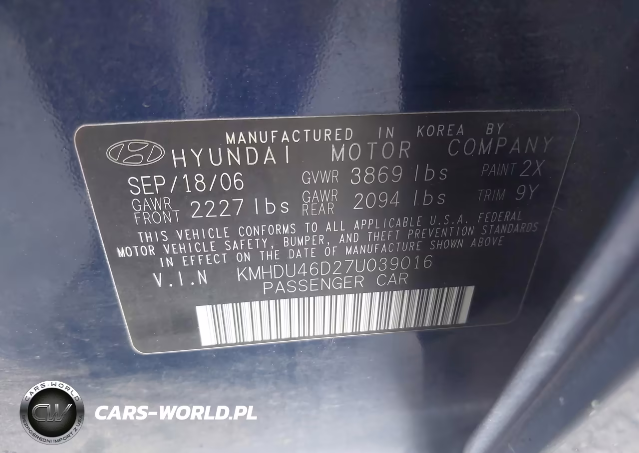 2007 Hyundai Elantra Gls-Ltd-Se VIN:KMHDU46D27U039016 - 9