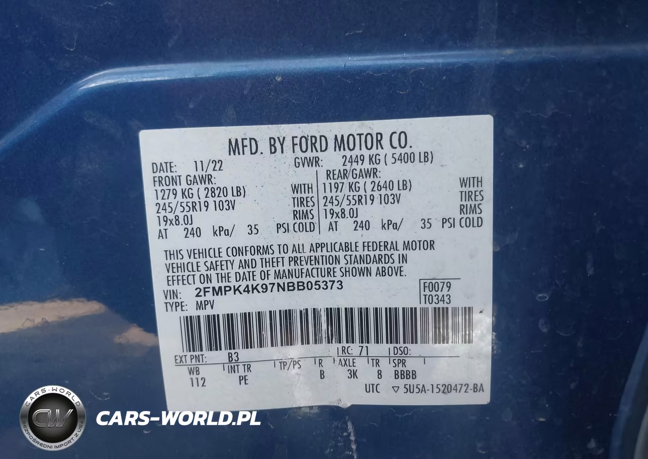 2022 Ford Edge Titanium VIN:2FMPK4K97NBB05373 - 9