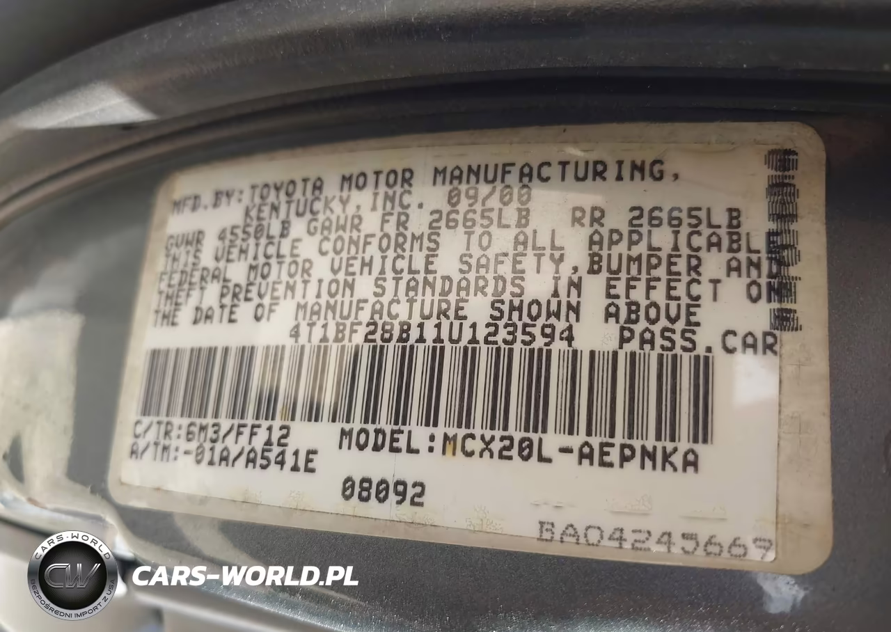 2001 Toyota Avalon Xl VIN:4T1BF28B11U123594 - 9