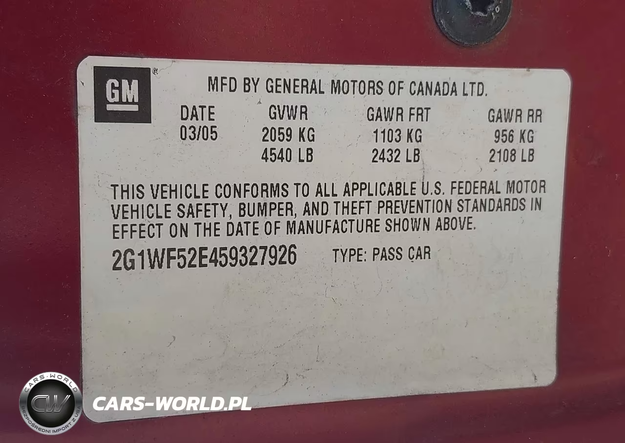 2005 Chevrolet Impala VIN:2G1WF52E459327926 - 9