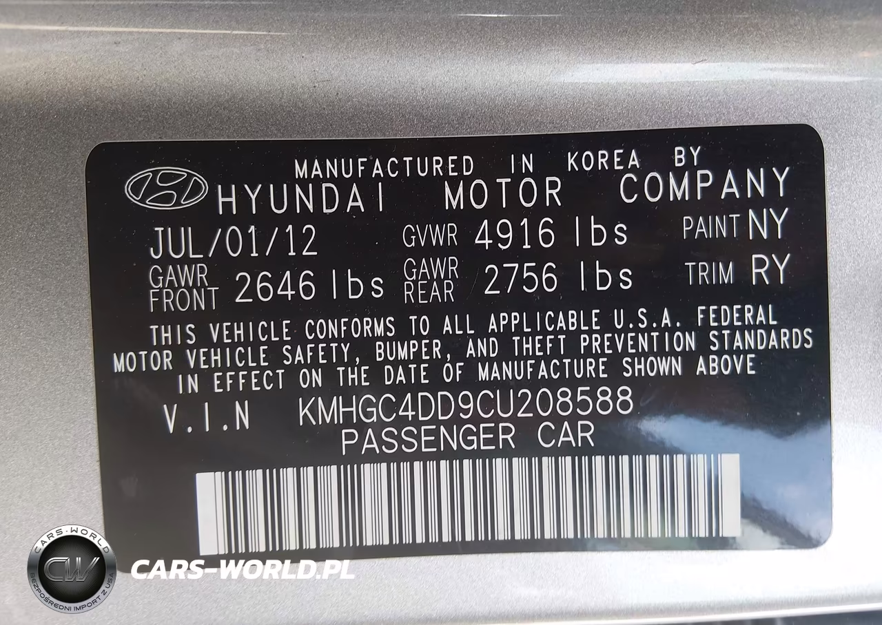2012 Hyundai Genesis 3.8 VIN:KMHGC4DD9CU208588 - 9