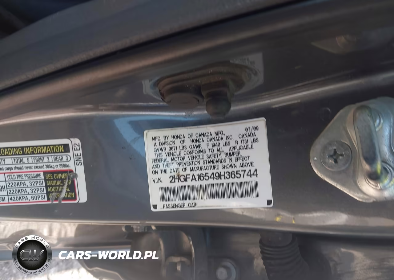 2009 Honda Civic Lx VIN:2HGFA16549H365744 - 9
