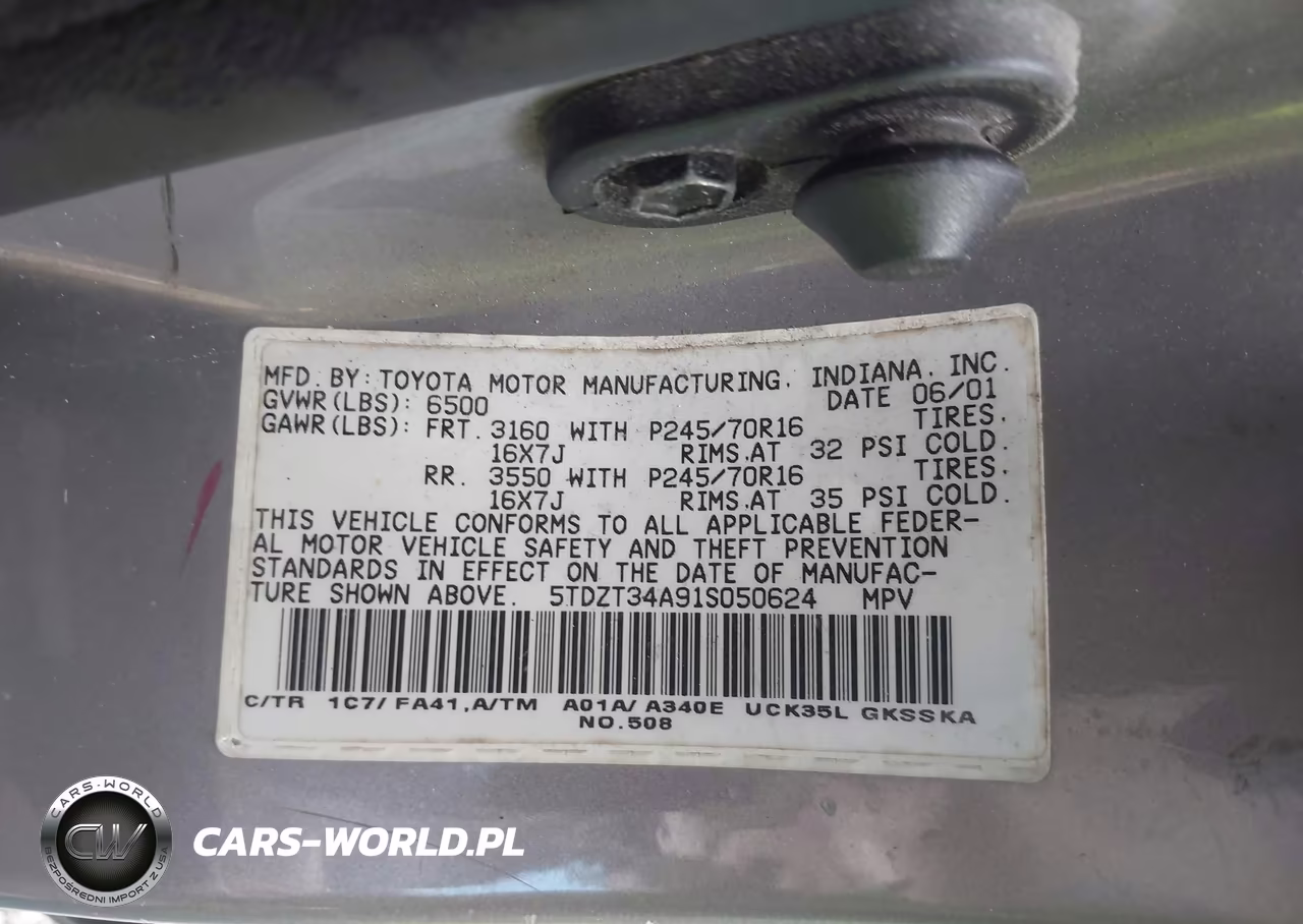 2001 Toyota Sequoia Sr5 V8 VIN:5TDZT34A91S050624 - 9