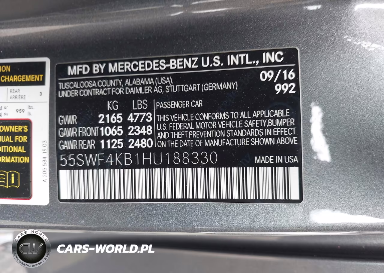 2017 Mercedes-Benz C 300 4Matic VIN:55SWF4KB1HU188330 - 9