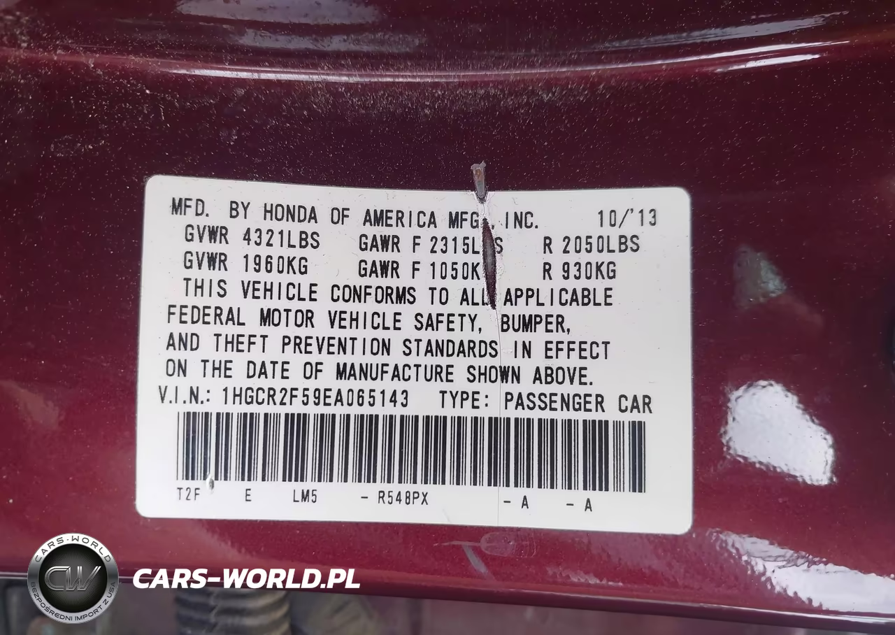 2014 Honda Accord Sport VIN:1HGCR2F59EA065143 - 9