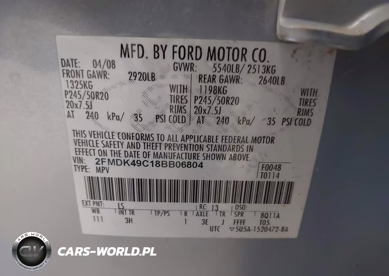 2008 Ford Edge Limited VIN:2FMDK49C18BB06804 - 9