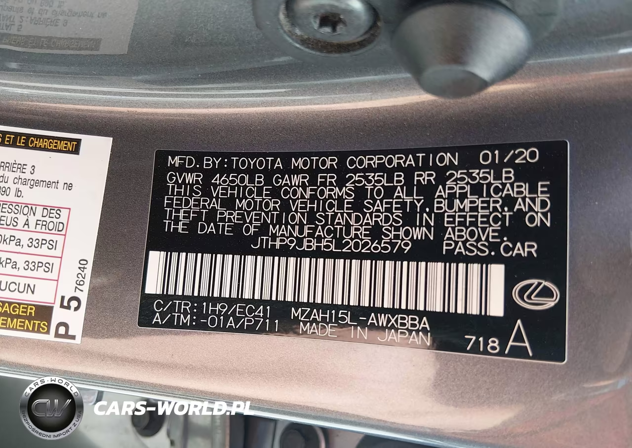 2020 Lexus Ux 250H VIN:JTHP9JBH5L2026579 - 9