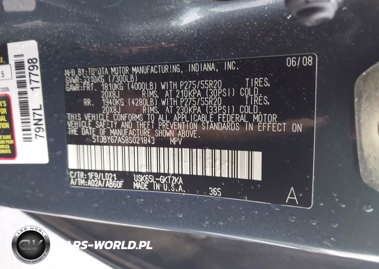 2008 Toyota Sequoia Platinum 5.7L V8 VIN:5TDBY67A58S021843 - 9