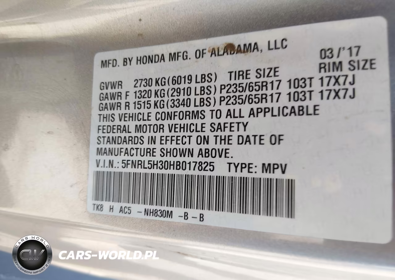 2017 Honda Odyssey Se VIN:5FNRL5H30HB017825 - 9
